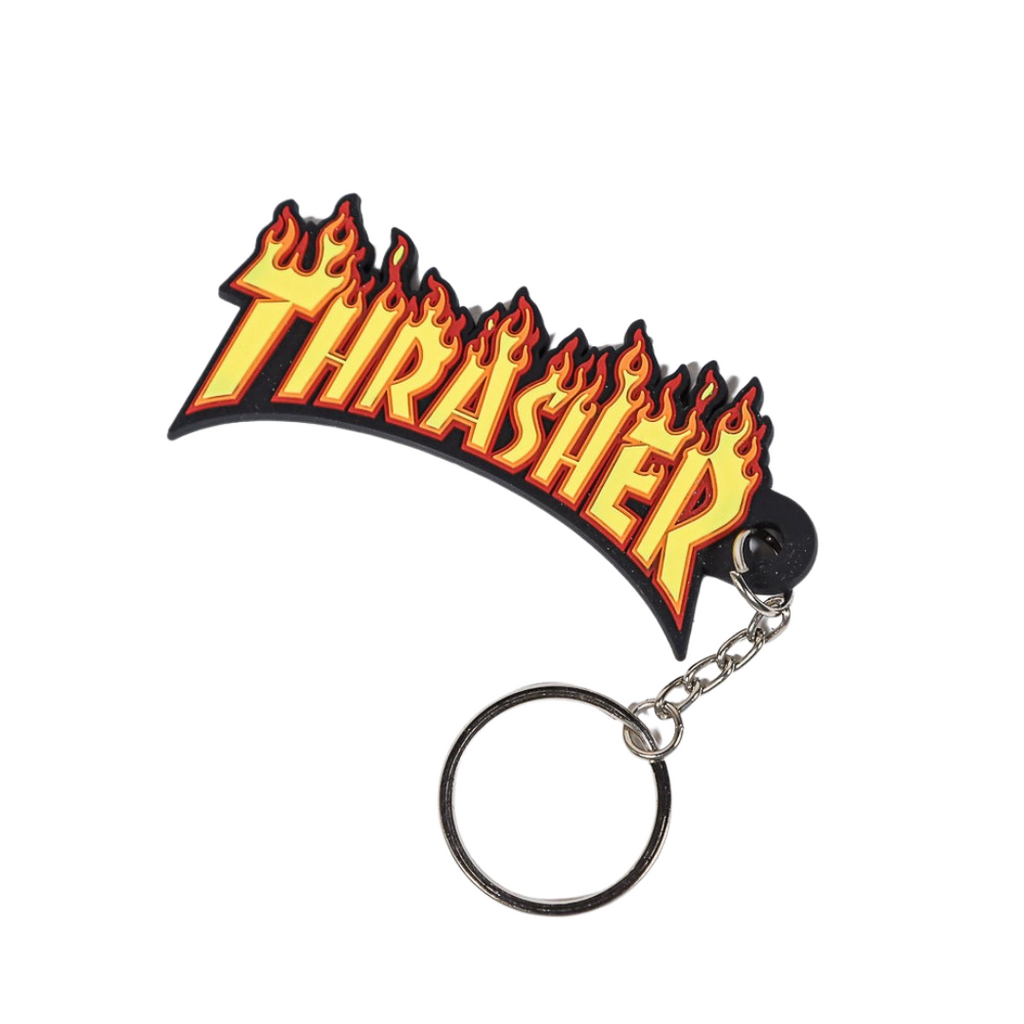 Thrasher 'Flame Logo' Keychain - Black/Yellow
