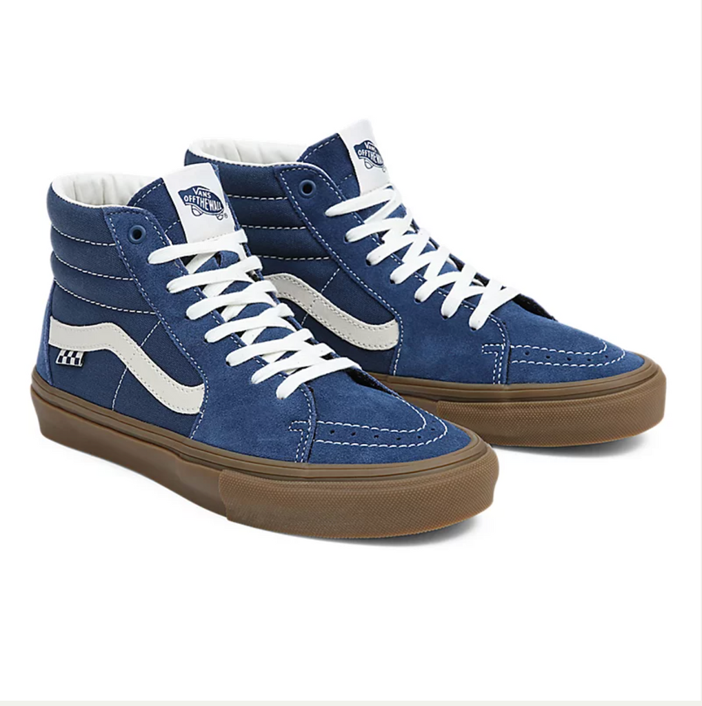 High Top Denim Vans Shoes Vans Sk8-Hi Shoes Dark Denim Gum