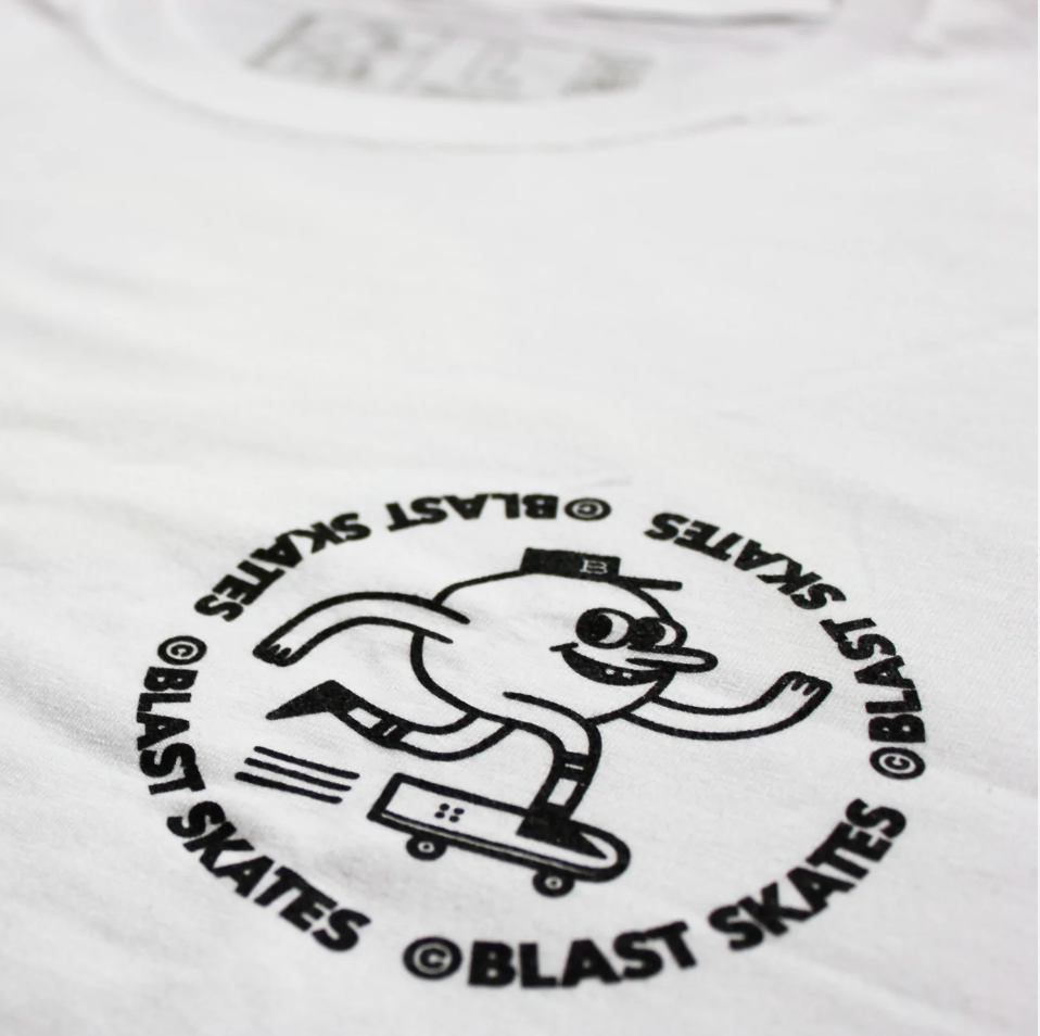 Blast Skates Ltd Edition Glow In The Dark Mascot T Shirt - White