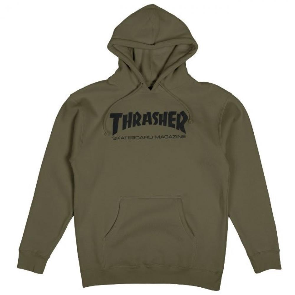 Thrasher Mag Logo Hood - Army Green