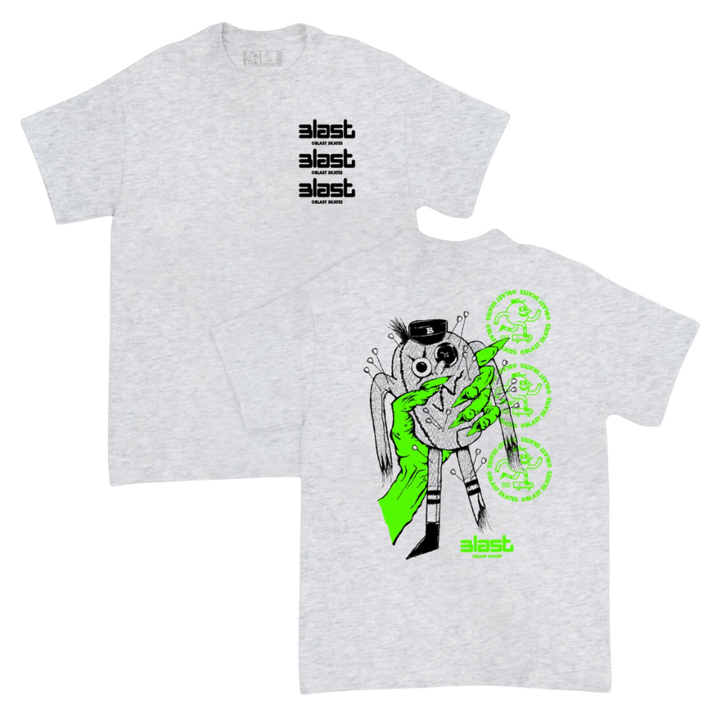 Blast Skates - Voodoo Mascot T-Shirt - Grey/Black/Green