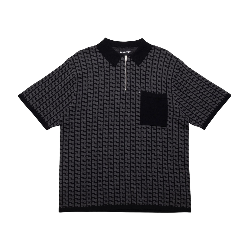 Pass-Port - Pattoned Knit Polo - Black