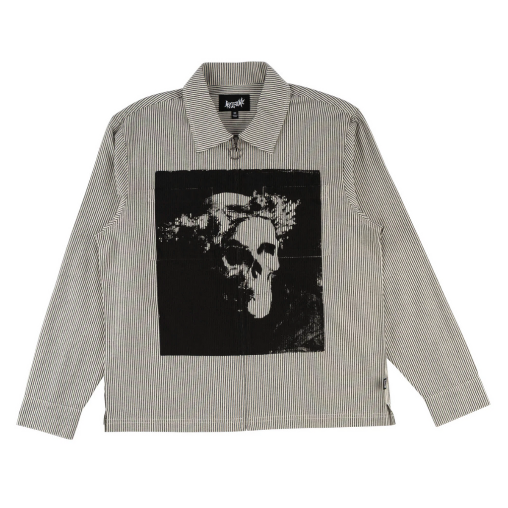 Welcome Skateboards - Crowned Printed Oxford Zip Shirt - Grey/Black