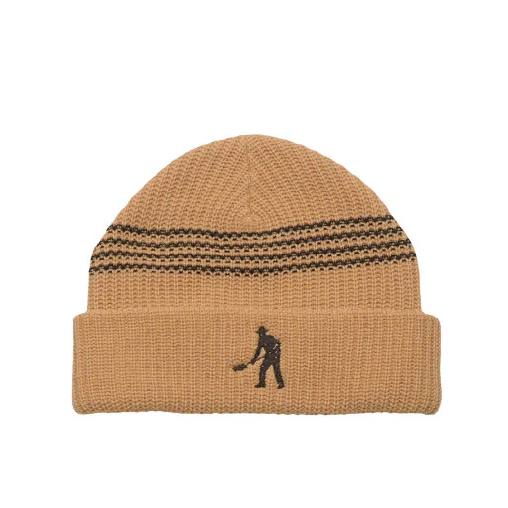 Pass-Port - Digger Striped Knit Beanie - Sand/Choc