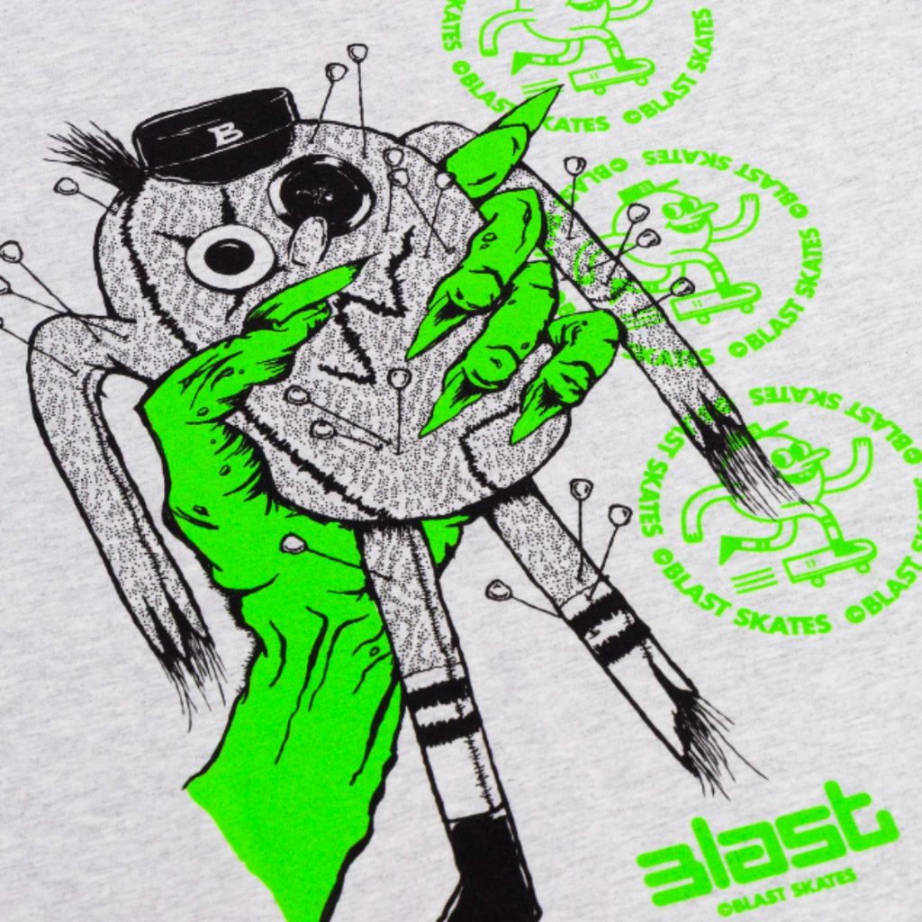 Blast Skates - Voodoo Mascot T-Shirt - Grey/Black/Green