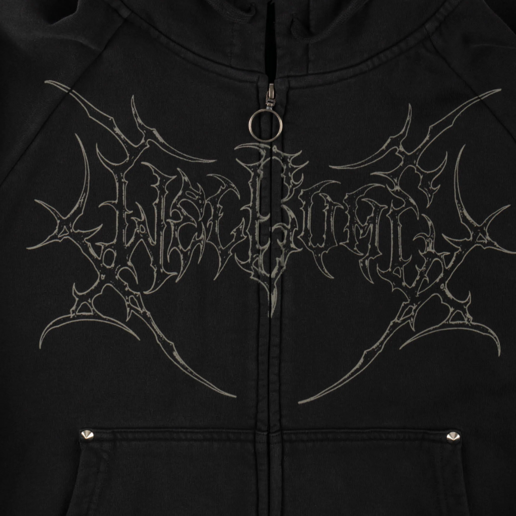 Welcome Skateboards - Grapple Cropped Zip Hoodie - Black