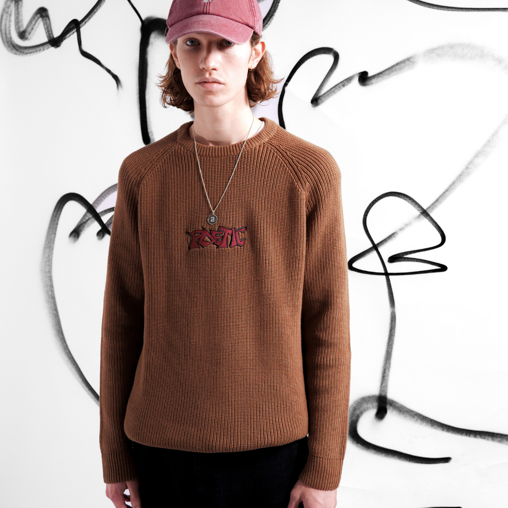 Poetic Collective - Graff Knitted Crewneck - Brown