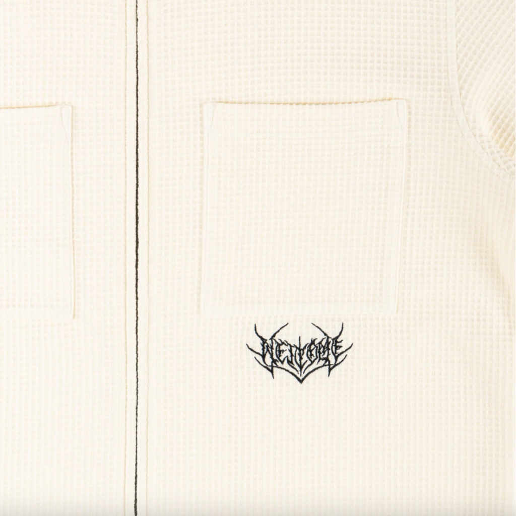 Welcome Skateboards - Silver Waffle Knit Zip Shirt - Bone