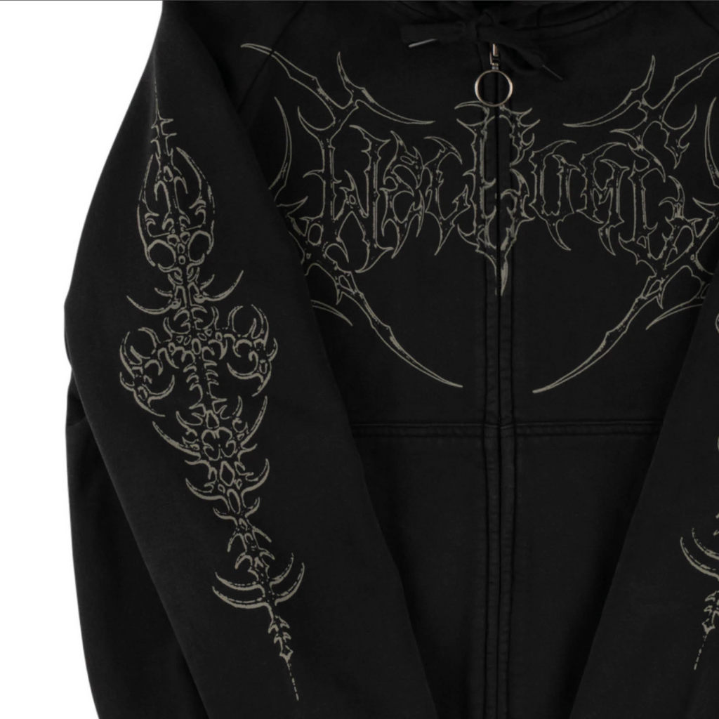 Welcome Skateboards - Grapple Cropped Zip Hoodie - Black