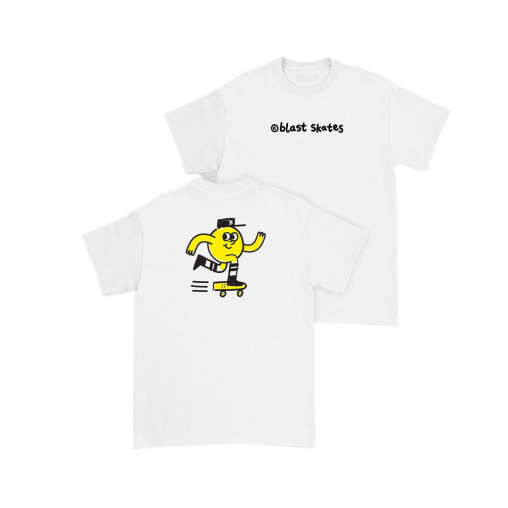 Blast Skates Youth Mascot Logo T-Shirt - White